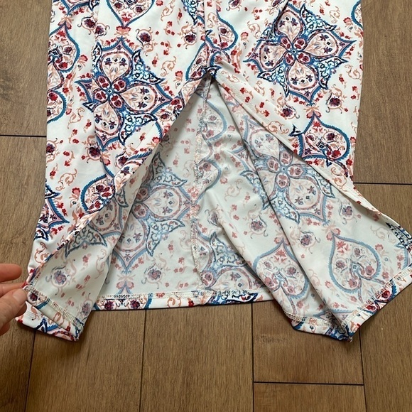 Love Kuza wrap jersey shortsleeve slit blue red red made in USA size S - Picture 12 of 13